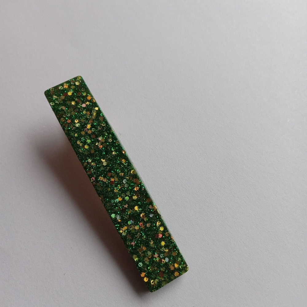 Hand Crafted Green Glitter Hair Clip